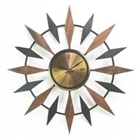 Elgin Starburst Sunburst Mid Century Wall Clock