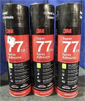 3 Cans 3M 77Ca Spray Adhesive