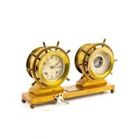 '46 Deena Chelsea Ships Bell Wheel Clock Barometer