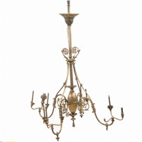 Ornate Brass Gasolere Gas Chandelier