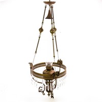 Victorian Brass Hanging Oil Light Chandelier