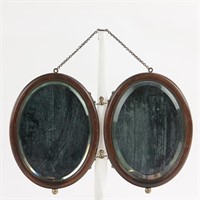 Oval Folding Hanging Mirrors With Wood Frames