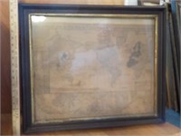 Antique map framed