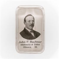 Glass John F. Buchner Advertising Paper Weight