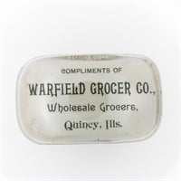 Warfield Grocer Co. Glass Advertising Paper Weight