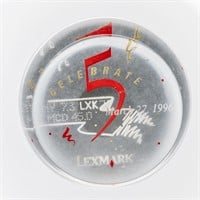 Lexmark Corporation Glass Advertising Paper Weight