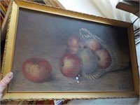 Signed fruit still life on painting on canvas