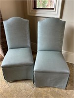 Pair of Upholstered Skirted Slip Cover Chairs