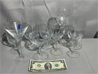 9 Assorted Cocktail Glasses
