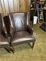 6 Leather Rolling Chairs