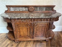 Beautiful Walnut Marble Top Server