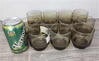 11 LIBBEY SMOKE BROWN ROCKS GLASSES