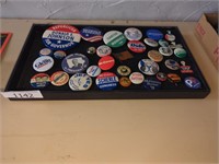 Flat of old Presidential buttons