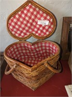 Wicker Heart shaped basket with handles