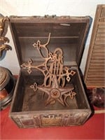 Small treasure chest with metal decorative pieces