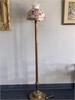 Vintage metal floor lamp with hand painted and