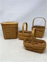 4 Longaberger -1997 tissue basket with lid no