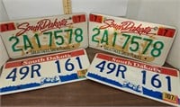 South Dakota license plates.
