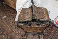 WICKER AND METAL BASKET