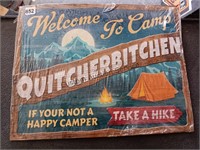 Vintage welcome to camp sign