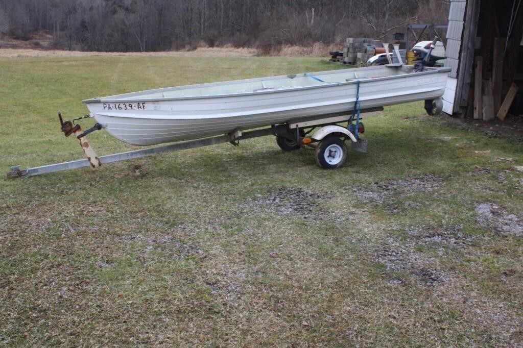 Fishing boat w/ motor & trailer 14' boat Boat has