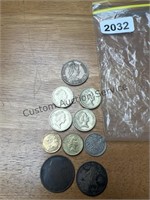 ten coins, Queen Elizabeth and misc
