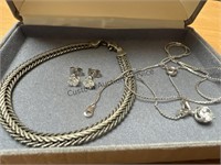 CZ earrings& necklace (silver?) Silver Bracelet