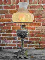 Victorian Nickle Plated Oil Lamp - Converted