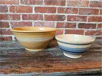 Two Antique/Vintage Yellow Wear Bowls