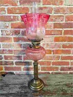 Victorian Cranberry Glass Oil Lamp