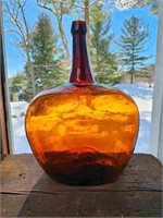 19th C. Amber Kidney Shaped Free Blown Demijohn