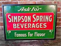 Vintage Simpson Spring Beverages Tin Sign