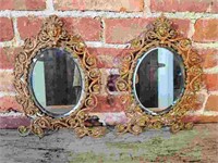 Pair Victorian Cast Iron Wall Mirrors