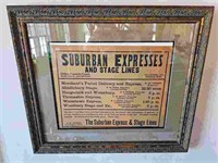 Antique Suburban Expresses Framed Bus Schedule