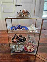 Estate Lot OF Miniature Tea Sets in Glass Case