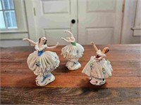 3 PC. German Porcelain Lace Figures