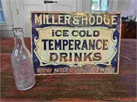 Antique "Miller & Hodge Ice Cold Drinks" Tin Sign