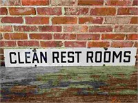 "Clean Rest Rooms" Porcelain Service Station Sign