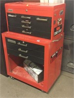 Montgomery Ward Rolling Metal Toolbox set - with