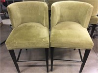 Pair Green Designer Charter Furn. Stool Chairs -