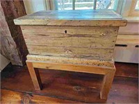 19th C. Primitive Wooden Crate on Stand