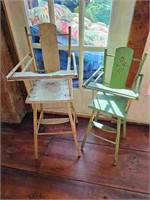 Pair of Vintage Wooden Highchairs