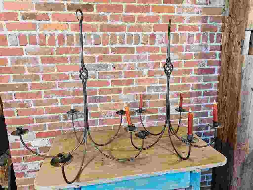 Pair - Wrought Iron Chandelier Candleholders