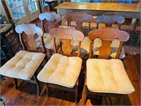 Antique Set of 6 Birdseye Maple Fiddleback Chairs
