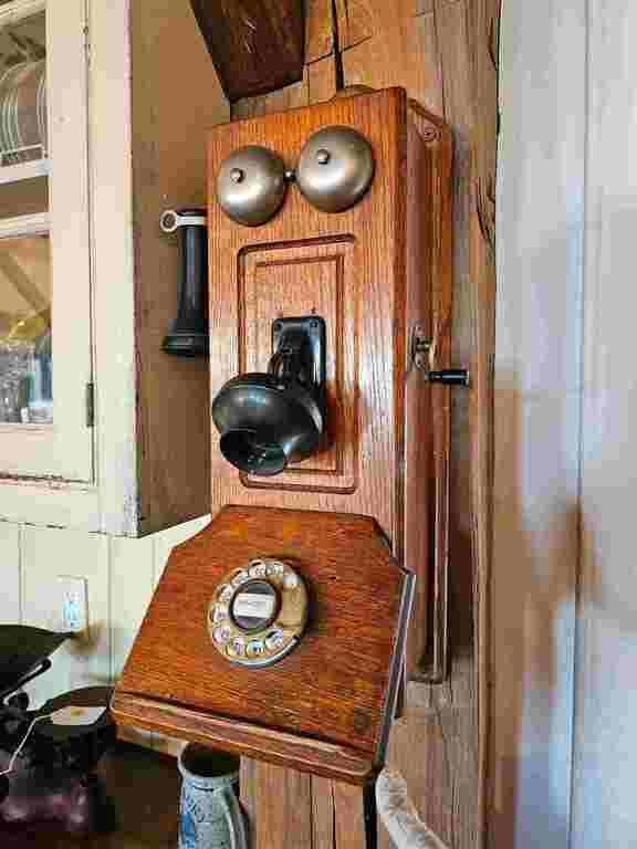 Antique Wall Mount Hand Crank Telephone in Oak