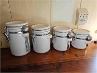 Set of 4 White Ceramic Canisters