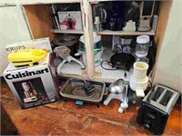 Large Kitchen Appliance Lot - Cabinet Contents