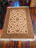 Antique Ivory Hand Knotted Rug - 82" x 56"