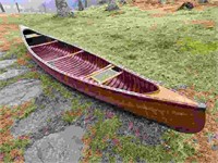 Antique 12' Wood Bottom Canoe