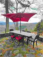 Wooden Outdoor Patio Table w/ 6 Chairs